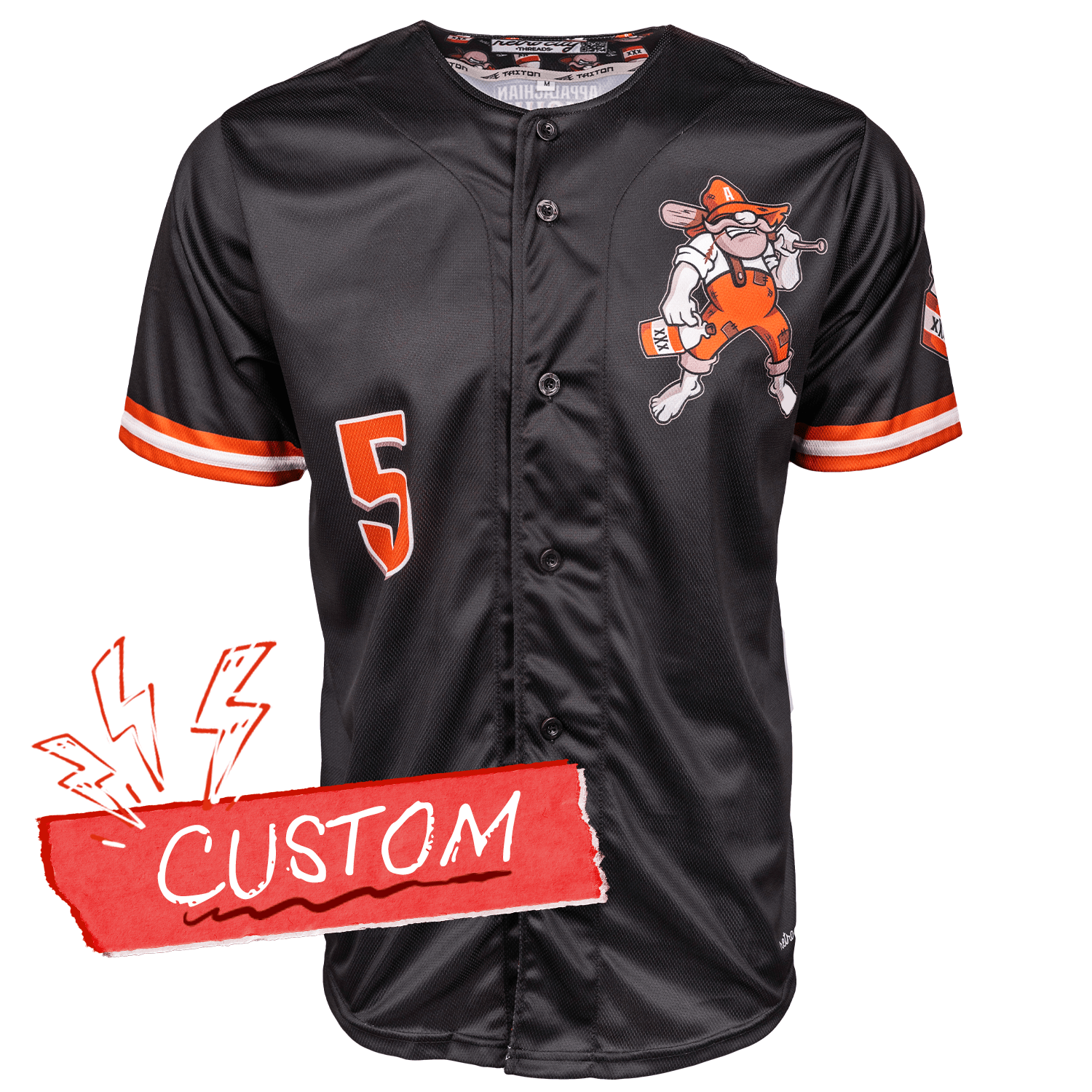 Appalachian Moonshiners Triton Seamhead Lifestyle Baseball Jersey Shirt Black