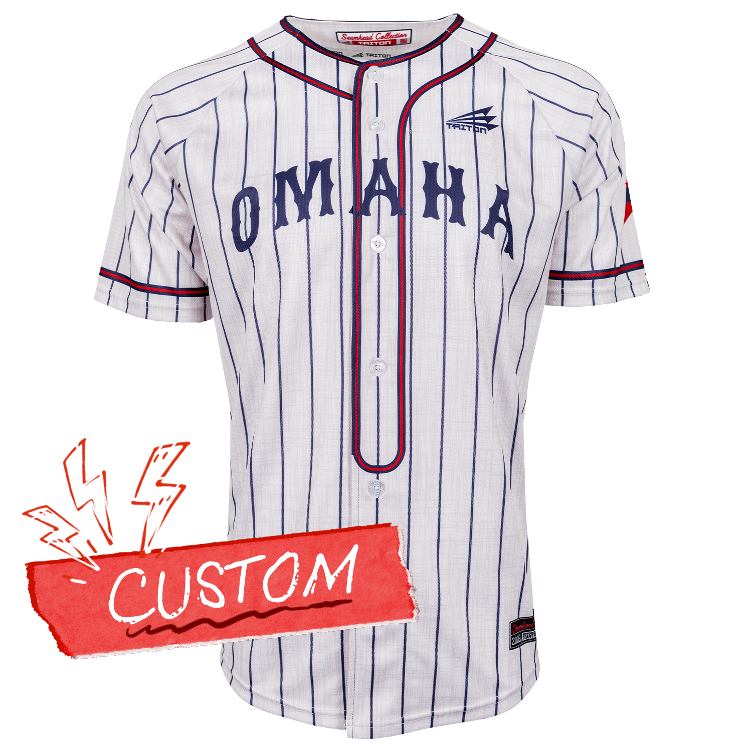 NCAA College World Series Omaha Baseball Jersey Shirt Vintage Pinstripe