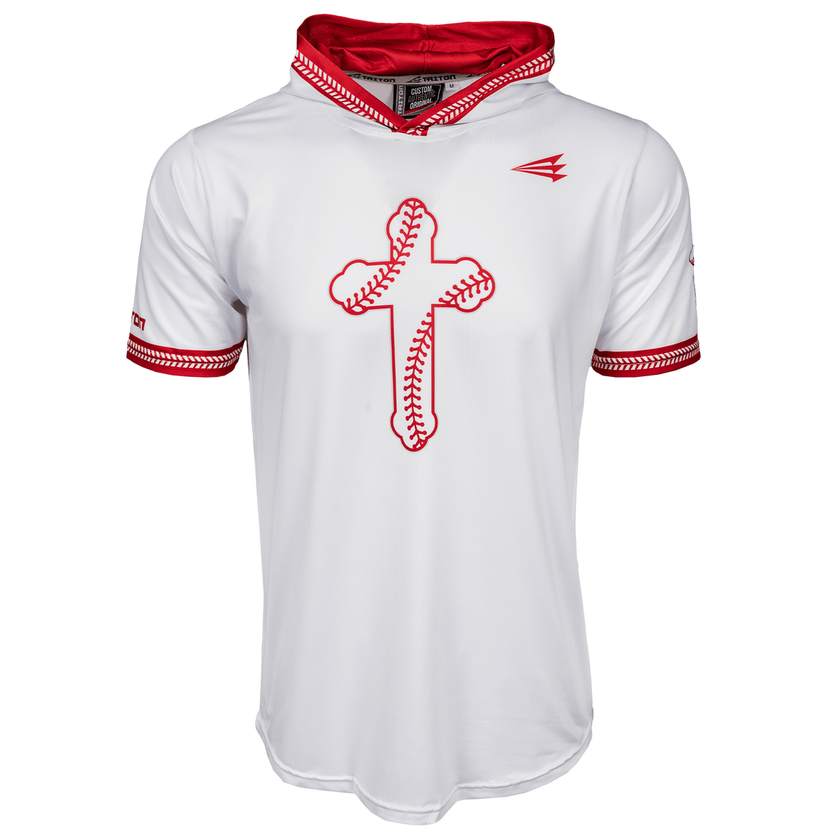Baseball Seam Cross Christ Triton Seamhead Lifestyle Baseball Short Sleeve Hoodie Pullover