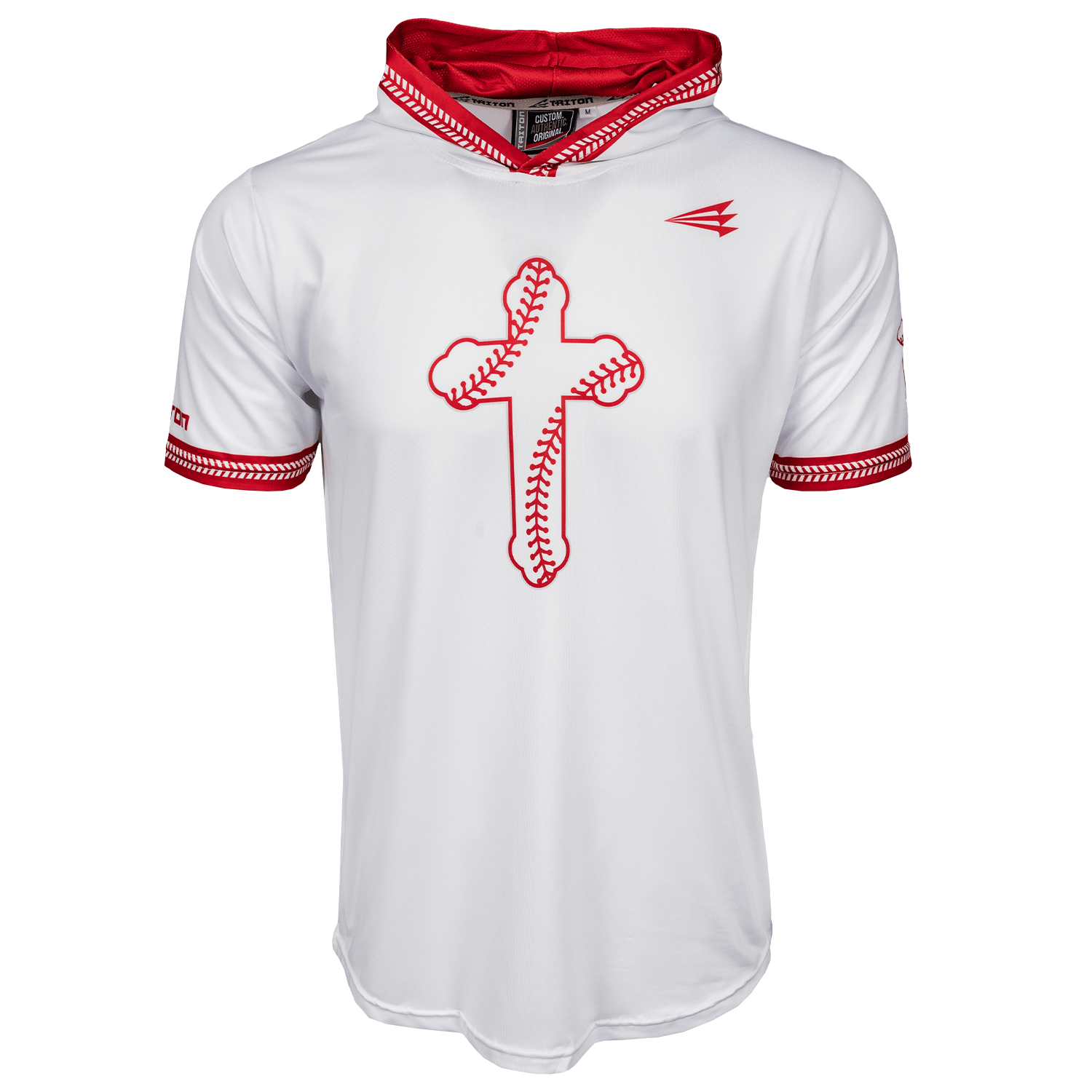 Baseball Seam Cross Christ Triton Seamhead Lifestyle Baseball Short Sleeve Hoodie Pullover