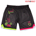Dingers and Dogpiles Baseball 101 neon glow mesh shorts