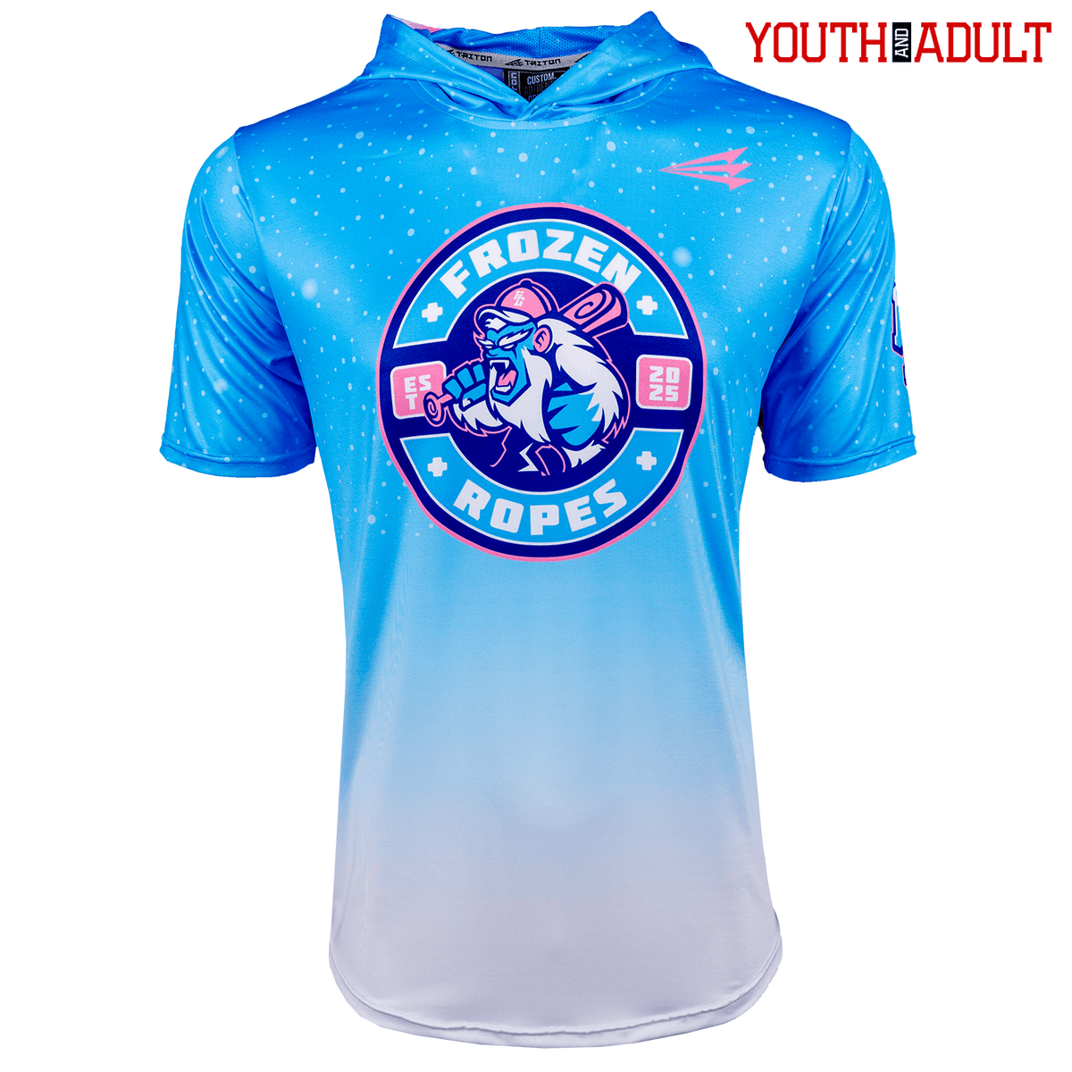 Frozenza Ropas Frozen Ropes Yeti Short Sleeve HyperMAX Baseball Hoodie – Seamhead Swag