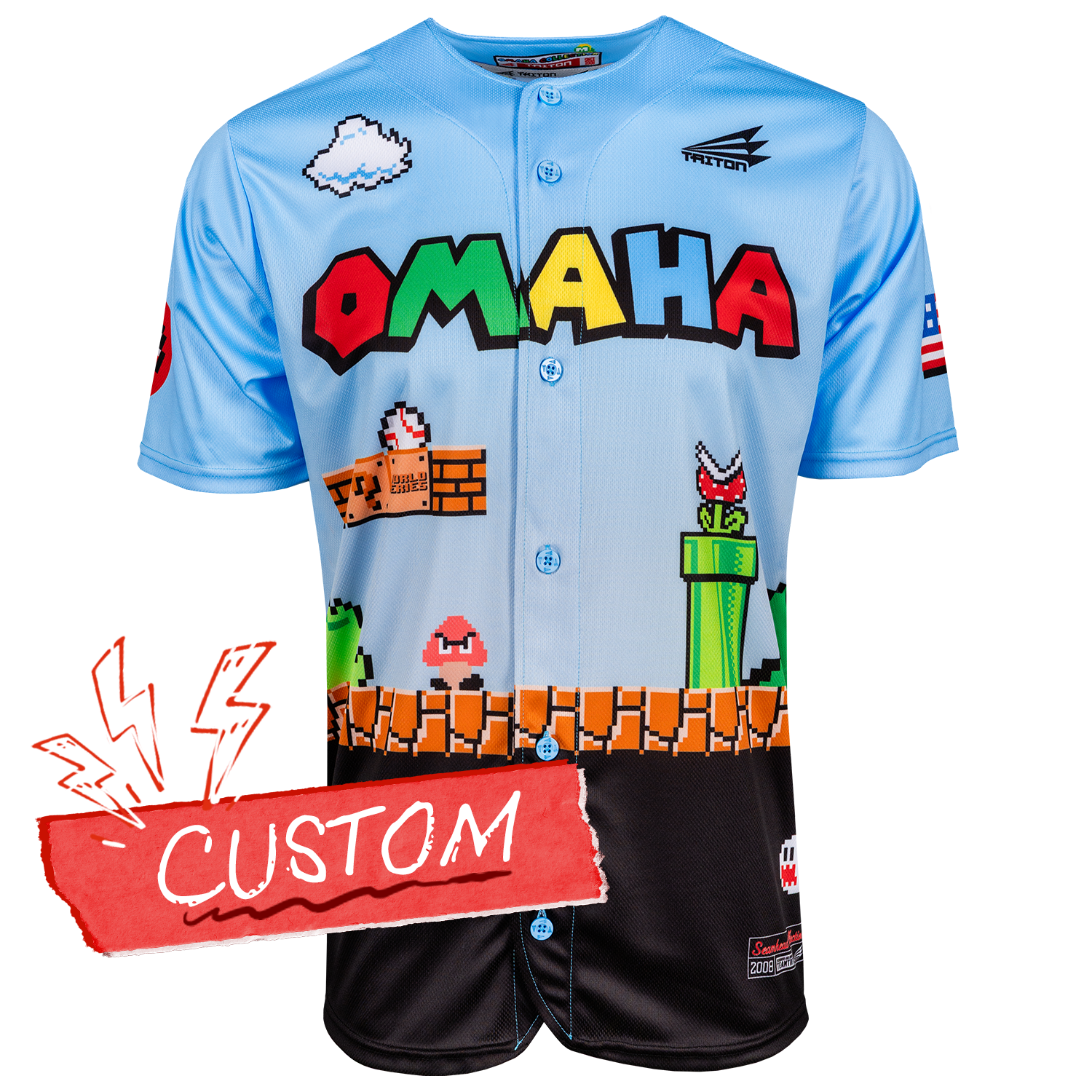 Omaha college world series mario 8bit retro baseball jersey shirt
