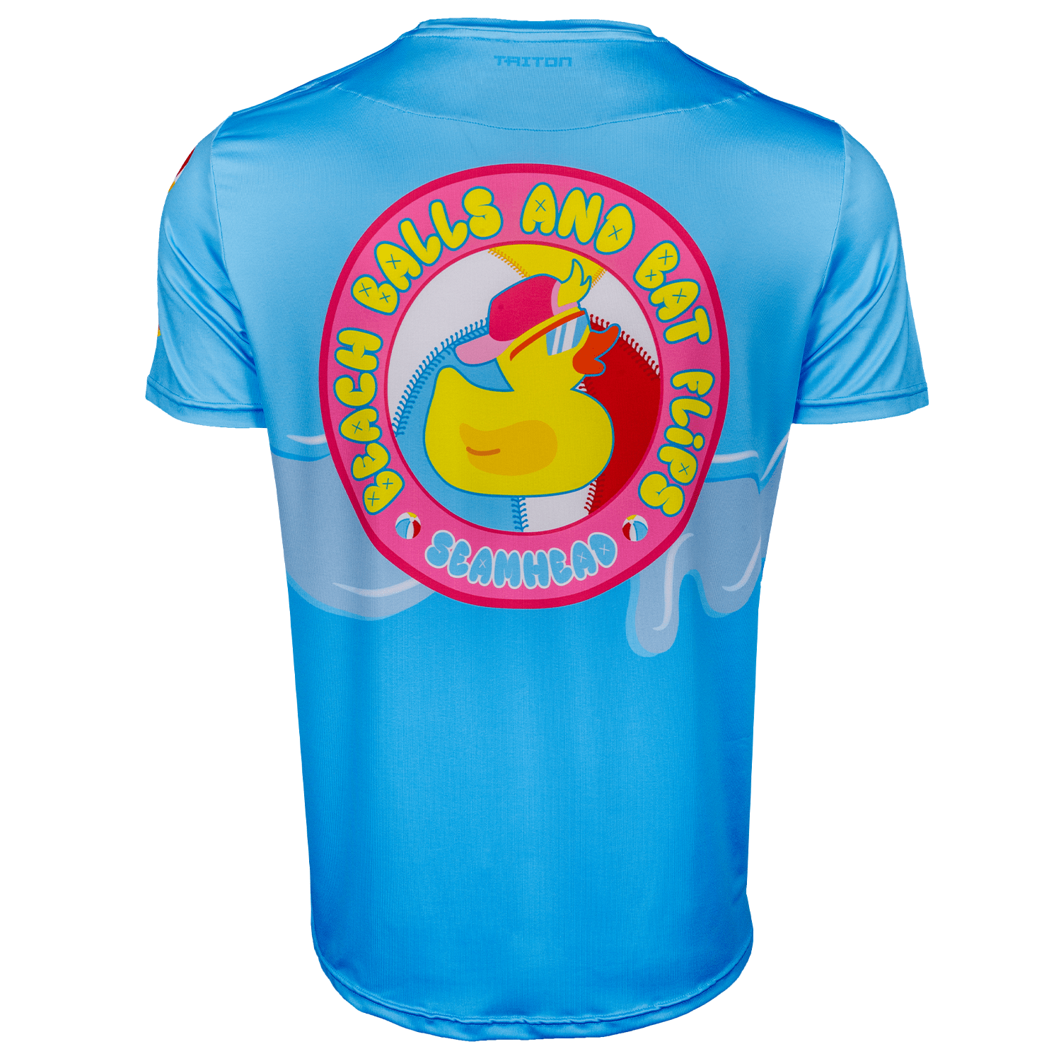 Beachballs and Batflips Pool Party Bat Baseball Shirt T-shirt Rubber Duck Beach